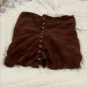 Elegant High Waist Brown Button-Up Shorts